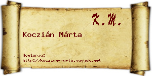 Koczián Márta névjegykártya
